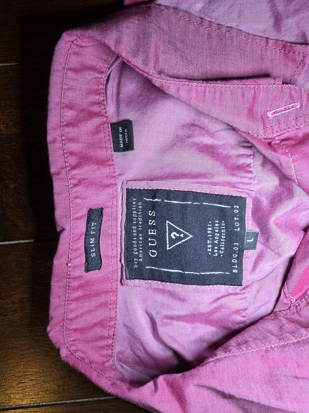 Guess Men's Pink Long-Sleeve Button-Down Shirt - Picture 2 of 5